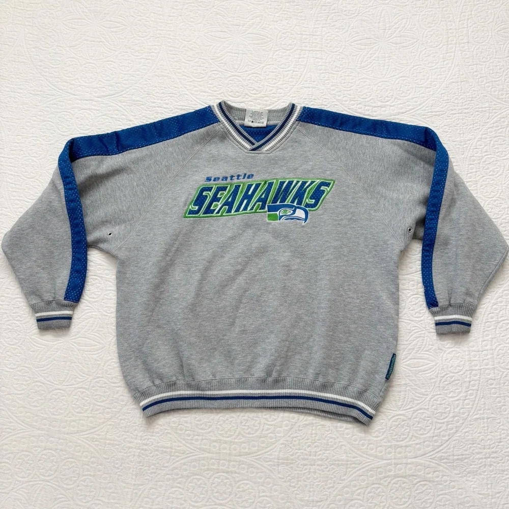 Vintage 90s Lee Sport Seattle Seahawks Mesh Trim Sweatshirt Sz L‎